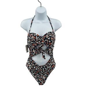 Bar III 'Run Wild' Swimsuit Leopard/Cheetah Animal Print Strapless/Halter M Knot